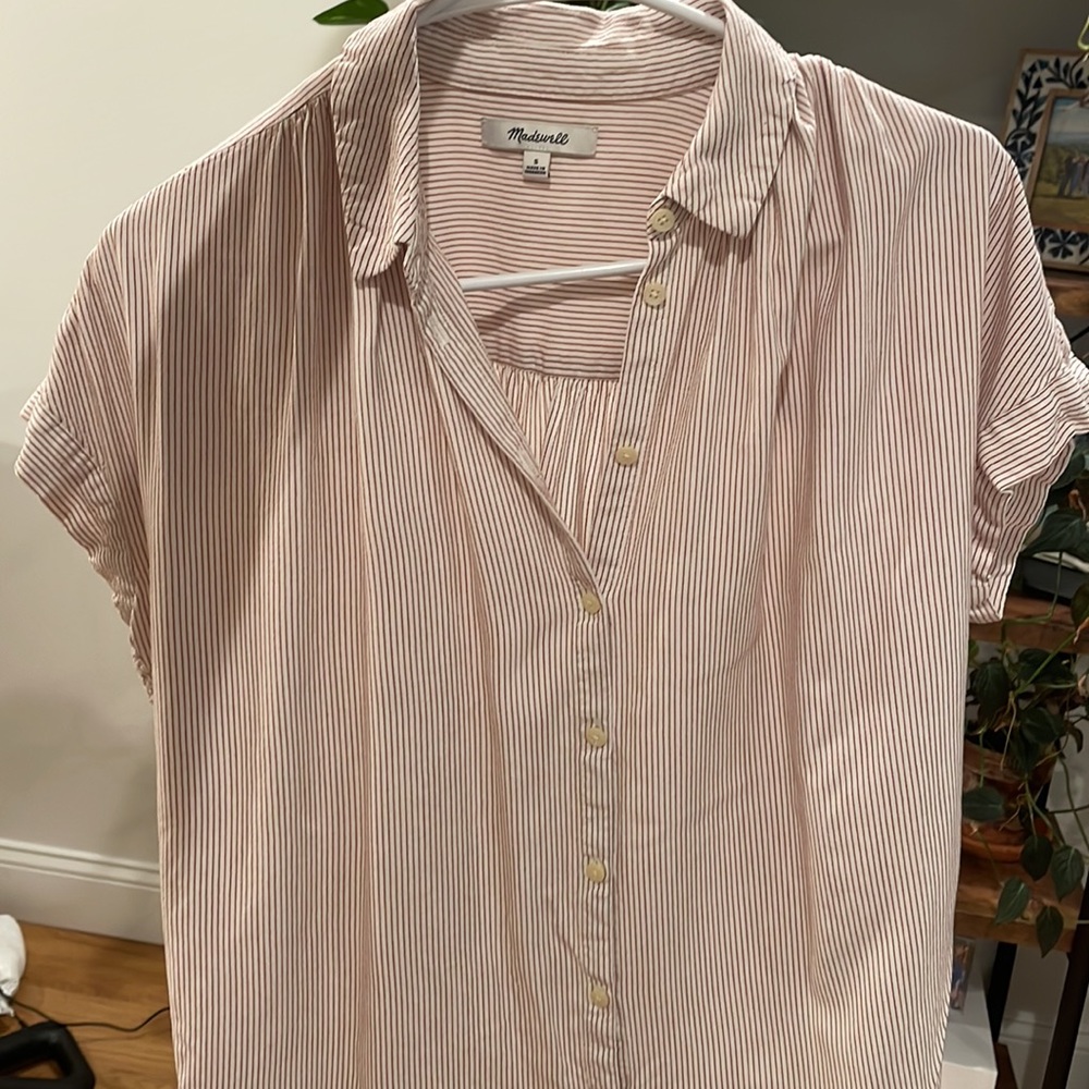 Madewell red stripe dalton camp shirt (sz s)